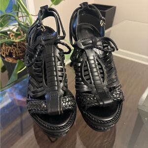 Burberry Black Woven Leather Heels